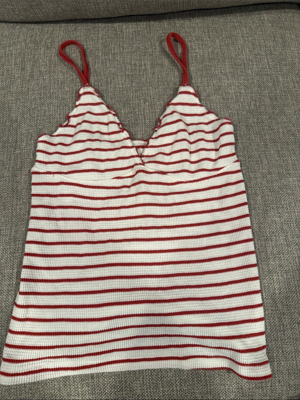 Brandy Melville Red & White Striped Knit Tank
